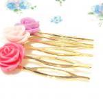 Gold Flower Hair Comb - Bridal - Bridesmaid