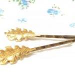 Small Gold Leaf Bobby Pins - Petit Hair Pins -..