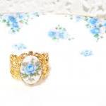 Gold Adjustable Rose Cameo Ring